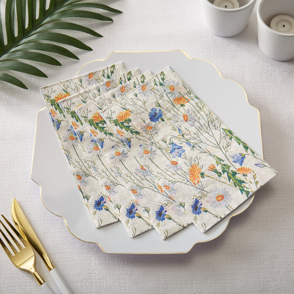 Wild Flowers Paper Dinner Napkins | 40 Napkins