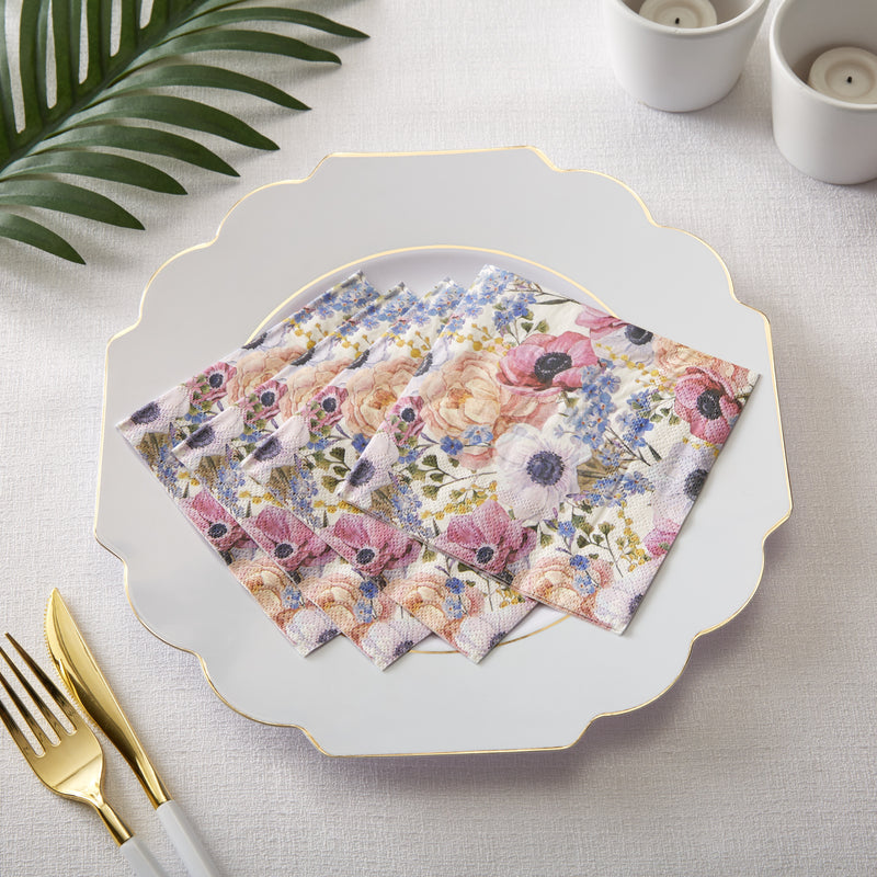 Pretty Floral Paper Cocktail Napkins | 50 Napkins