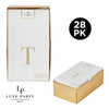 Letter T Gold Foil Monogram Paper Dinner Napkins with Gift Box | 28 Napkins