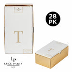 Letter T Gold Foil Monogram Paper Dinner Napkins with Gift Box | 28 Napkins