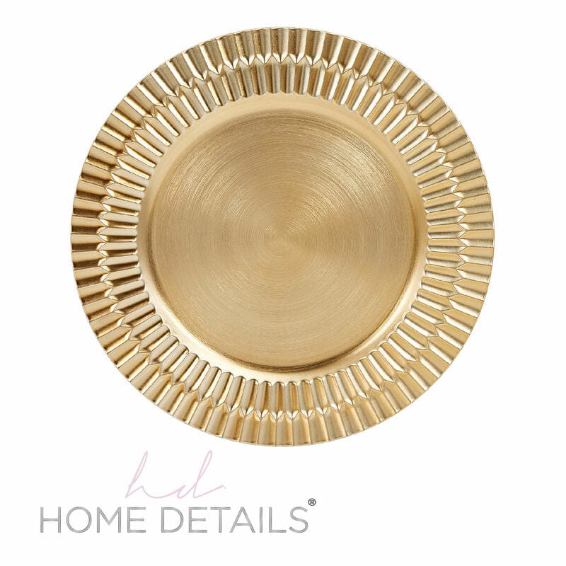 Luxe Party Chargers 13" Gold Stripped Round Plastic Charger Plate | 1 Charger