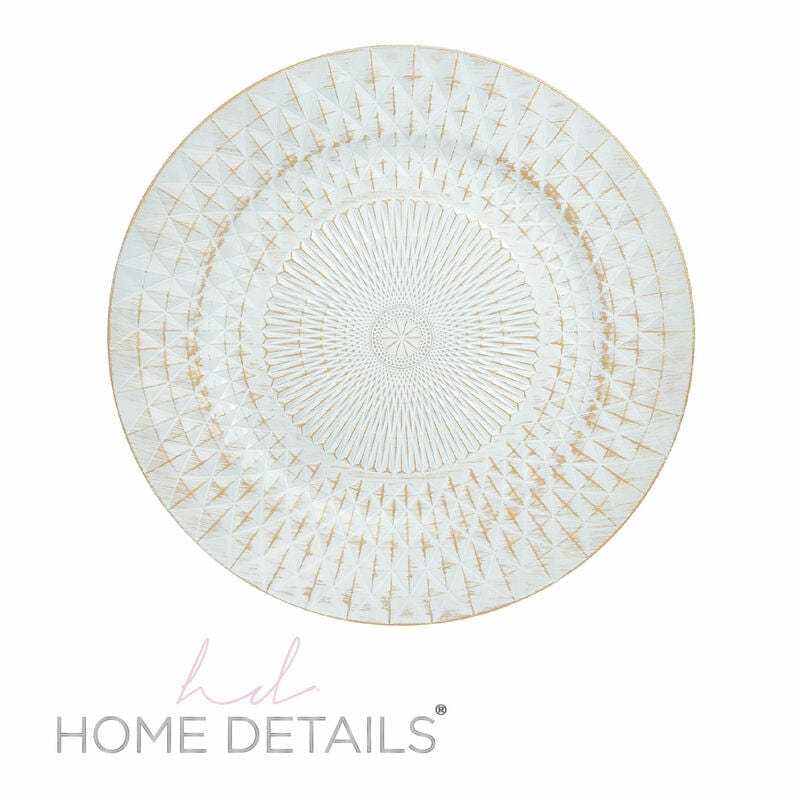 Luxe Party Chargers 13" White and Gold Mosaic Round Plastic Charger Plate | 1 Charger (Copy) (Copy) (Copy) (Copy) (Copy)