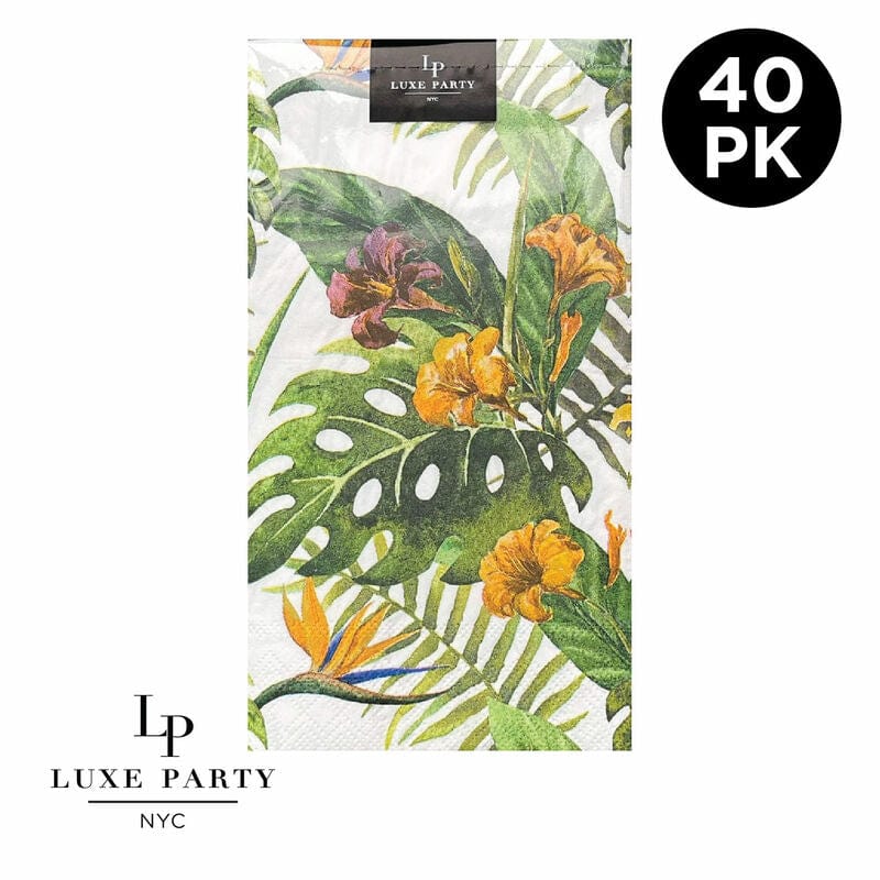 Luxe Party Napkins 40 Dinner Napkins - 4.5" x 7.75" Yellow Palm Paper Dinner Napkins | 40 Napkins