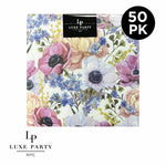 Luxe Party Napkins 50 Beverage Napkins - 5" x 5" Pretty Floral Paper Cocktail Napkins | 50 Napkins