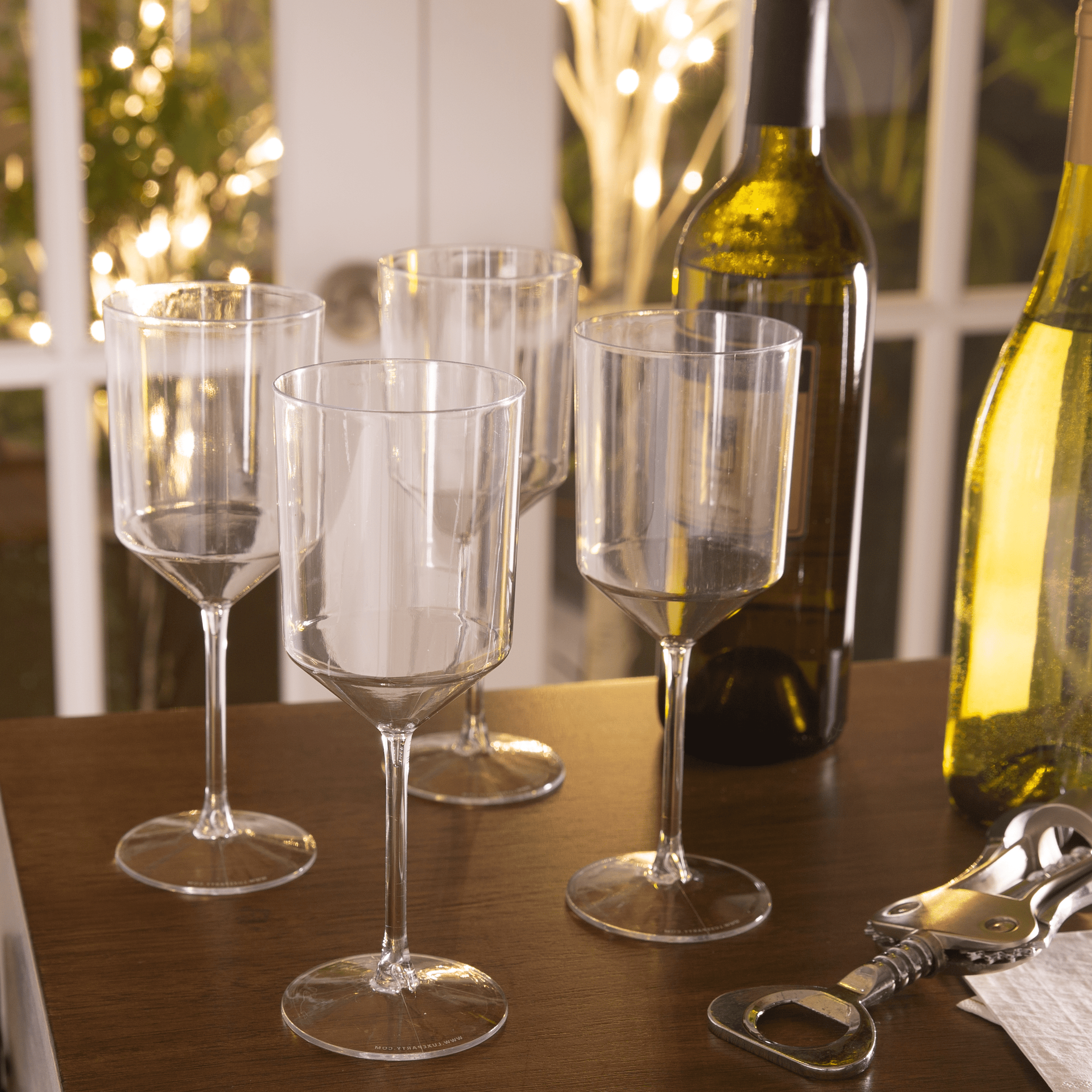 50 Pack 7 Oz Clear Plastic Wine Glasses for Parties, Silver Rimmed Goblet  Cups with Stems for Weddings 