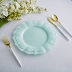 Luxe Party Plastic Plates 20 Dinner and 20 Salad Plates Pearl Mint Waved Plastic Plate Set | 40 Pack