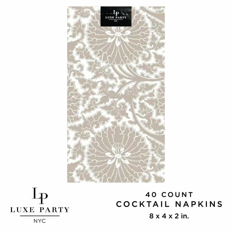 Luxe Party Printed Dinner Napkins 40 Guest Napkins - 4.5" x 7.75" Linen Toile Paper Dinner Napkins | 40 Napkins